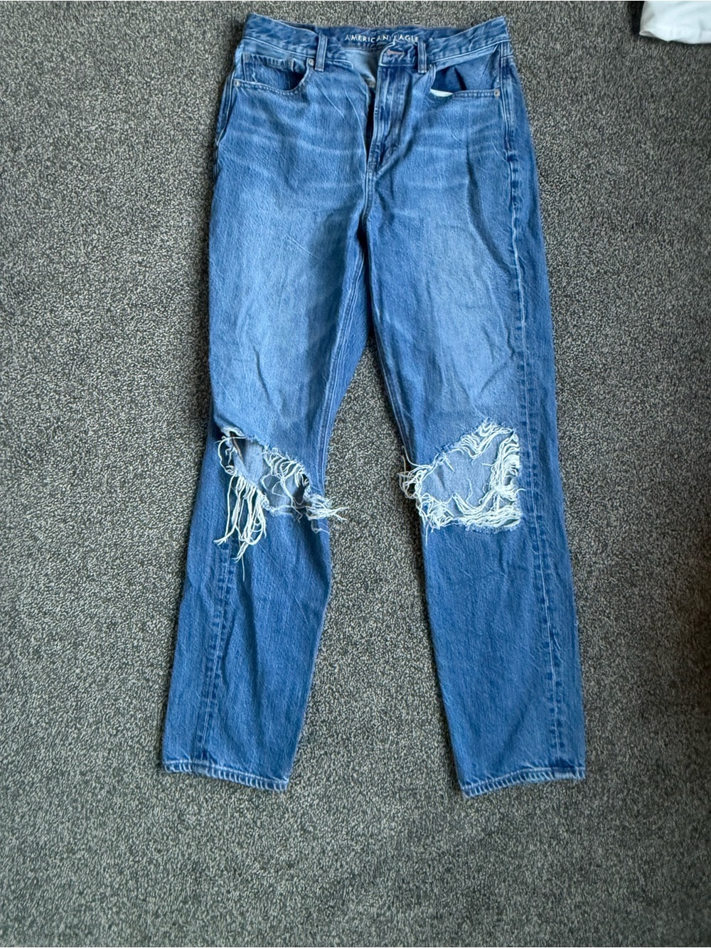American Eagle Blue Distressed High-Rise Jeans